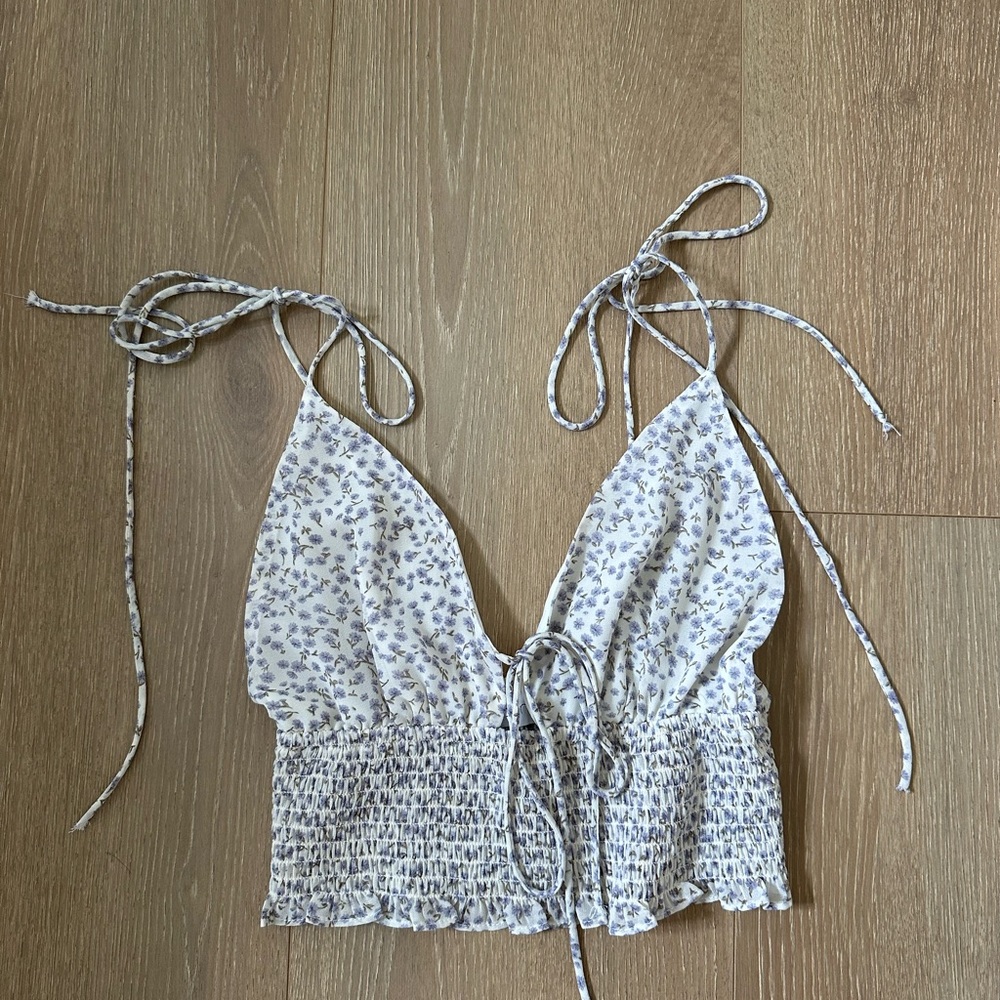 Floral Print Smocked Crop Top